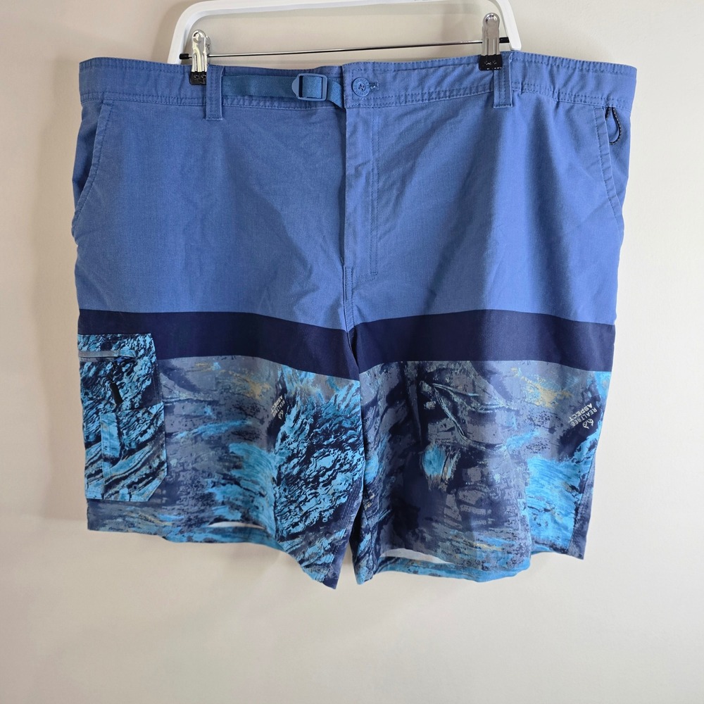Realtree Fishing Mens 3XL Blue Aspect Camo Stretch Cargo Shorts 48/50 Adjustable